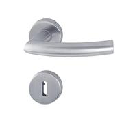 Poignée de porte sur rosace inox mat - Clé L - Trondheim - Hoppe et cie