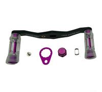 Poignée de rechange en fibre de carbone pour moulinets de pêche, conçu pour les moulinets de lancer et de lancer d'appâts avec trou de 8 x 5 mm et adaptateur 7 x 4 mm (violet)