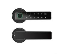 Poignée de serrure de porte intelligente, accès multiple sans clé à empreintes digitales, gestion des mots de passe, application mobile (noir)