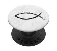 Poignée de téléphone eucharistique poisson - chrétienne PopSockets PopGrip - Support et Grip pour Smartphone/Tablette avec un Top Interchangeable