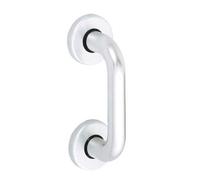 Poignée de tirage droite sur rosaces - porte battante - alu argent VACHETTE