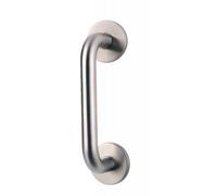 Poignée de tirage droite sur rosette inox pour porte battante entraxe 150 mm