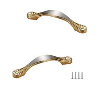Poignée de Tiroir Or Moderne, Lot de 2 Poignée Meuble Alliage d'Zinc | Galvanoplastie, Poignées Cuisine Entraxe: 64-160mm Poignee Porte Poignee d'Armoire Poignées pour Placards Avec Vis 64mm/2.5in