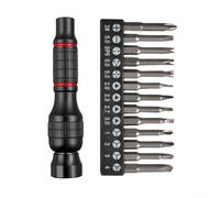 Poignée de tournevis, 101 mm en alliage d'aluminium, outil hexagonal 6,35 mm, poignée antidérapante à 360°, avec 20 embouts et tige d'extension, tournevis magnétique pour Phillips pour Torx à fente