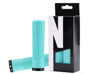 Poignée de verrouillage en aluminium sur un côté pour guidon de 22,2 mm avec couche extérieure TPR et fonction de suppression des vibrations (vert)