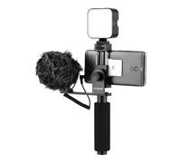Poignée de vlogging pour smartphone Andoer avec micro et lumière LED