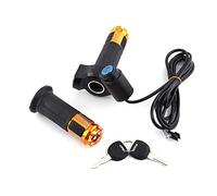 Poignée des Gaz, Régulateur Accélérateur Électrique avec LED Verrouillage Clé, Poignée Gaz Ergonomique, pour Scooter Vélo VTT Conduite Urbaine Longue Distance
