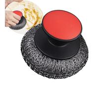 Poignée en acier inoxydable avec poignée - Brosse à manche - Foreur de cuisine avec plaque antidérapante - Foreur de nettoyage robuste avec tampon d'épuration de paume pour poêles, P