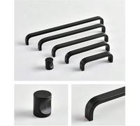 Poignée en alliage d'aluminium noir, bouton de placard de cuisine et tirage de tiroir à la mode (Ensemble : Poignées + Vis) 64 mm,96mm,160 mm,192 mm,trou unique,Pas de trou de 128 mm,64 mm - 8 pièces,