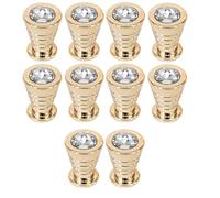 Poignée en cristal de diamant, Lot de 10 poignées et boutons for tiroirs de meubles, boutons for commode, trou unique, table basse, table de chevet, poignée de tiroir(Gold+crystal,8072)