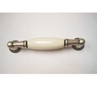 Poignée en porcelaine style classique pour tiroirs, armoires, cuisine, finition argent vieilli, distance entre les trous 96 mm, code 703