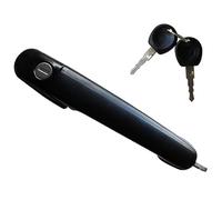 Poignée Extérieure Noire de Porte Avant Gauche OU Avant Droite AVEC Barillet de 56 mm et 2 Clés compatible avec GALAXY I ALHAMBRA CORDOBA IBIZA II INCA CADDY II POLO (6N) - 6N0837207C 6N0837207D