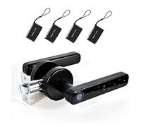 Poignée Intelligente de Serrure Porte d'empreinte Digitale for la Maison Appartement avec Carte-clé numérique Clavier électronique d'entrée sans clé Installation Facile à Faire soi-même.(FT1001)