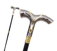 Poignée Métallique Deux-Tons Ornée & Gravée Bâton Marche - Amovible Non-Slip pour Hommes Âgés et Femmes, Collection & Cadeau(Single Section)