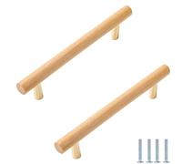 Poignée Meuble 2 Pièces Bouton De Bûche Et Poignée En Bois Tiroir Porte De Garde-Robe Longue Poignée En Bois,Distance De Trou En Bois De Hêtre 96mm