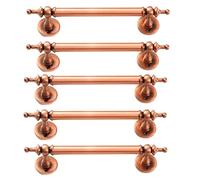 Poignée Meuble 5 Pièces Rétro En Bois Armoire Porte Poignée Tube Rond Poignée Armoire Armoire Salle De Bain Tiroir Bouton Rouge Ancien Trou Distance 190mm