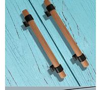 Poignée Meuble Bois 2 Pièces - Boutons De Meuble Cuisine en Forme d'Arc Moderne - Tiroir Knobs Ajustables pour Porte Placard (Centre Trou 224mm, Noir)