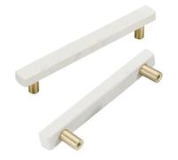 Poignée Meuble Cuisine Blanc, Poignées pour Placards Avec Vis, Marbre+Alliage d'aluminiu | Poli à la Main, Longueur: 45 - 162 mm Poignéee Incurvé, 2 Unités Poignées de Tiroir Blanche-162mm/6.4in