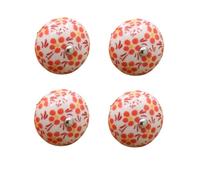 Poignée Meuble Cuisine Lot De 4 Poignées En Céramique Peintes À La Main En Porcelaine Bleue Et Blanche Pour Tiroir Armoire Commode Porte Arbre Porte-Bonheur Rouge Éternel