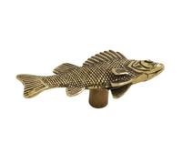 Poignée Meuble Poisson en Laiton Massif, Vintage pour Armoire et Tiroir | Prise Confortable, Montage Facile sans Perçage Supplémentaire, Trous Standards, Style Rustique Scandinave pour Couloir