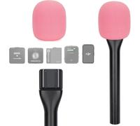 Poignée Micro DJI-Interview Adaptateur GO de Micro Main sans Fil pour Rode Wireless GO II,Support Micro Cravate pour DJI Mic 2,Rode Wireless Me/Pro avec Bonnette Micro Rose