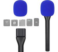 Poignée Micro DJI-Interview Adaptateur GO de Micro Main sans Fil pour Rode Wireless GO II,Support Micro Cravate pour DJI Mic 2,Rode Wireless Me/Pro avec Bonnette Micro Bleu