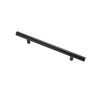 Poignée noire ronde brossée pour tiroir, placard, garde-robe, cuisine, fenêtres - Longueur de 350 mm (distance entre les trous : 224 mm)