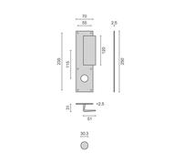 Poignée palière aluminium type Bastille 70x250mm champagne trou de 30 - HERACLES - I-231102TR30
