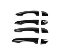 Poignée Porte Latérale Compatible avec Hyundai pour Kona 2017-2020 Noir brillant en fibre de carbone chromé pour poignée de porte de voiture, autocollant de garniture, accessoires de style.(Black 0 bu