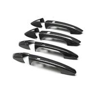 Poignée Porte Voiture Autocollant cadre couverture poignée porte en Fiber carbone véritable kit carrosserie pour garniture extérieure voiture classe C W204 2007 - 2015(4 DOORS-4 SENSORS)