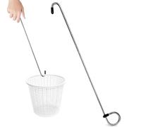 Poignée pour panier de skimmer de piscine, poignée pour panier de skimmer | Poignée de panier de skimmer en acier inoxydable avec poignée allongée, crochet de levage pour râteaux de piscine, skimmer
