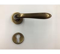 Poignée pour porte poli 1126 en maritech griffée, Sydney trou cylindre Yale, complète pour une porte à l'intérieur + extérieur, rosace MM45 avec ressort de retour vis de fixation incluses
