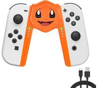 Poignée Pour Switch/Switch Oled Joycon,Poignée En Forme De V Pour Manette De Jeu Plug And Play,Lovely Elfe De Poke Portable Joycon Switch Charging Grip Et 1 Câble De Type C,Dragon De Feu