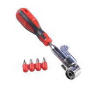 Poignée rotative d'angle compacte à 105 degrés avec poignée rotative rouge et noyau en métal durable. Tournevis d'angle léger