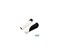 Poignee velo clarks ergonomique noir/blanc 130mm avec bouchon (pr)
