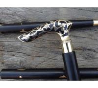 Poignée Victorienne en Laiton avec Bois en Style Vintage. Canne de Marche - Canne à Rabat.