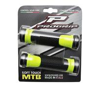 POIGNEE VTT PROGRIP 997 DOUBLE DENSITE OPEN END AVEC LOCK ON NOIR-JAUNE 130mm (LIVRE AVEC EMBOUTS) (PAIRE)