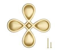 Poignées d’Armoire en Or : Pack de 2, Poignées de Tiroir en Forme de Trèfle, Poignées de Meubles en Métal, Poignées de Porte Décoratives en Forme de Pétales en Style Artistique en Laiton (4PCS)