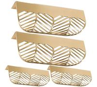 Poignées d'armoire 4 pièces poignées de bord en alliage de zinc massif pour armoires d'armoire en feuille 'or brossée 4-5/8 pouces pour tiroir commode..