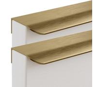 Poignées d'armoire de cuisine bord doigt placard dissimulé en alliage d'aluminium Wafa or paquet 2 tailles multiples(Hole distance 64mm)