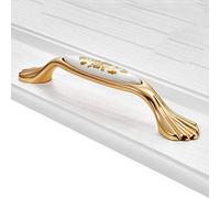 Poignées d'armoire, Poignées de placard, poignées garde-robe, tiroir, or poli à la main for un lustre fin, poignée porte solide, épaisse et Durable(Golden Hole Spacing 96mm,2 Pieces)