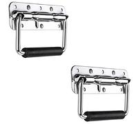 Poignées de Caisse Pliantes, 2 Pièces Acier Inoxydable Poignée de Traction Poignée Pliante à Ressort Avec Poignée en Caoutchouc Pour Boîtes de Rangement de Remplacement de Boîte à Outils (140x40mm)
