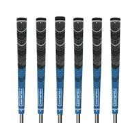 Poignées de golf Tour Fit Double composé Premium Demi-corde Poignées de golf standard de taille moyenne avec ruban de golf Lot de 1/3/6/9/13 (Standard, set noir/bleu de 6)