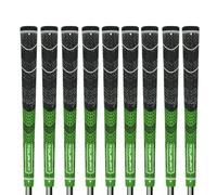 Poignées de golf Tour Fit Double composé Premium Demi-corde Poignées de golf standard de taille moyenne avec ruban de golf Lot de 1/3/6/9/13 (Standard, set de 9 noir/vert)