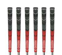 Poignées de golf Tour Fit Double composé Premium demi-corde Poignées de golf standard de taille moyenne avec ruban de golf Ensemble de 1/3/6/9/13 (Taille moyenne, ensemble noir/rouge de 6)