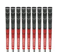 Poignées de golf Tour Fit en composé double Premium avec demi-corde - Poignées de golf standard de taille moyenne avec ruban de golf - Lot de 1/3/6/9/13 (Taille moyenne, ensemble noir/rouge de 9)