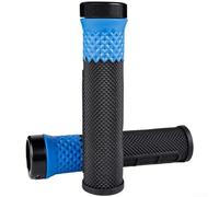 Poignées de guidon de 22 mm pour VTT avec anneaux de verrouillage en aluminium conçus pour éviter le glissement et réduire la fatigue du poignet (bleu et noir)