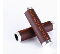 Poignées de guidon de vélo avec revêtement en cuir PU et anneaux pour stabiliser et absorber les chocs sur différents modèles de vélo (marron foncé)