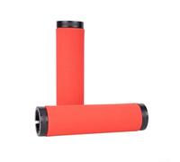 Poignées de guidon de vélo de montagne, poignées ergonomiques antidérapantes en plastique éponge souple avec anneaux de verrouillage, 22 mm (rouge)