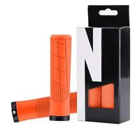 Poignées de guidon de vélo en alliage d'aluminium avec verrouillage latéral unique et caoutchouc antidérapant pour un confort amélioré et une absorption des chocs sur guidon de 22,2 mm (orange)